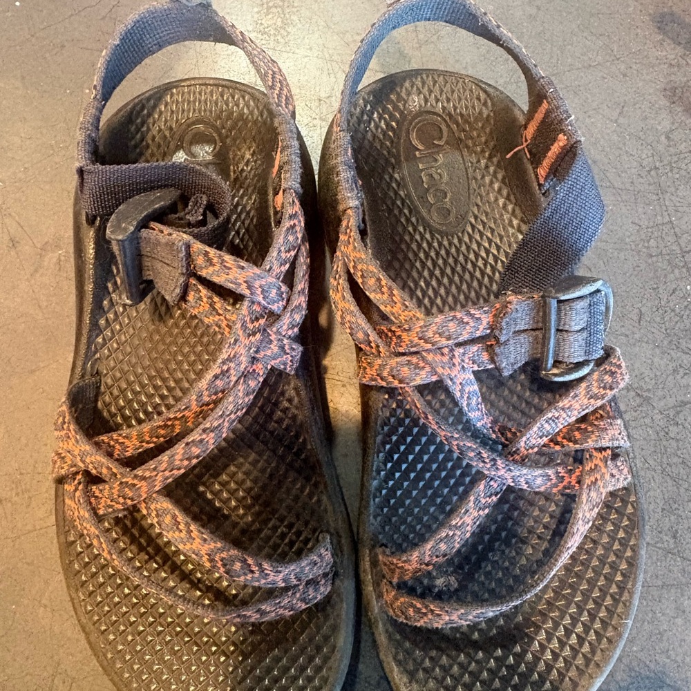 Chaco Black and Orange Patterned Sandals